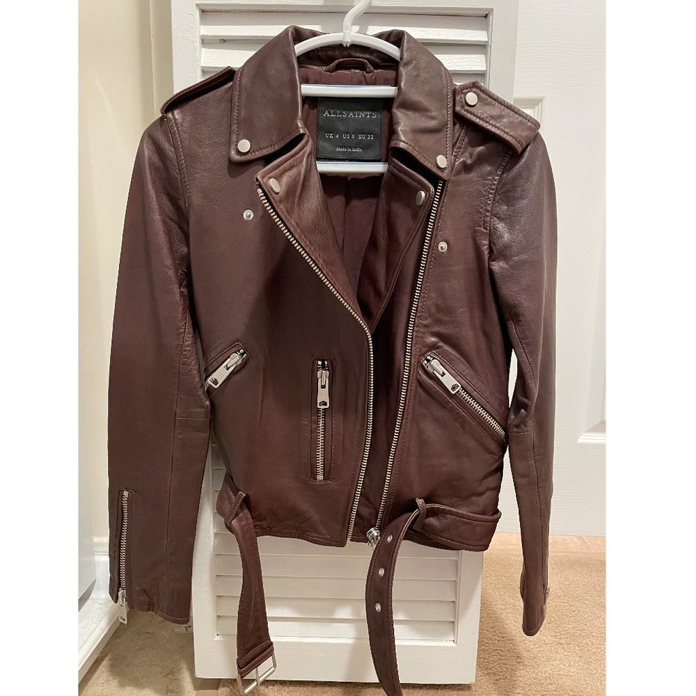 ALLSAINTS Leather Biker Jacket - US 0/UK 4/ EU 32